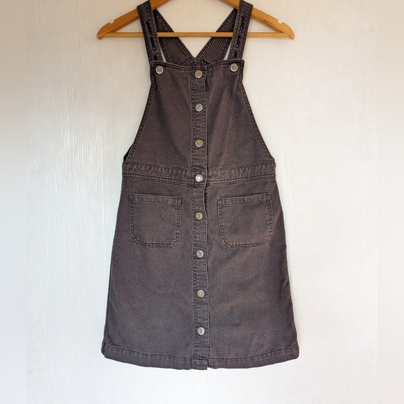 OLD NAVY girls twill pinafore jumper dress black panther - Picture 4 of 14